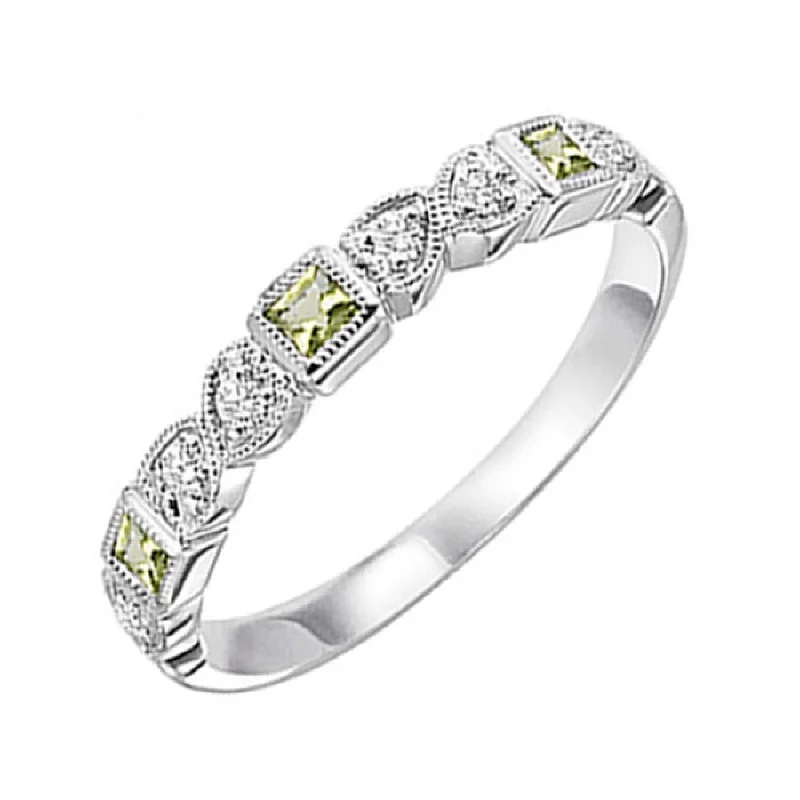 10KT Stackable Princess Cut Gemstone Ring- Peridot (August)