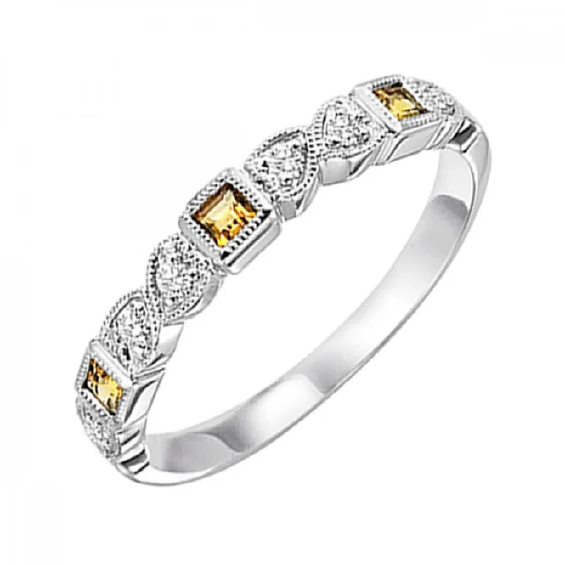 10KT Stackable Princess Cut Gemstone Ring- Citrine (November)