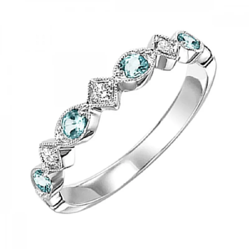 Calm aquamarine gemstone rings with ocean-inspired hues -Gemstone and Diamond Stackable Ring