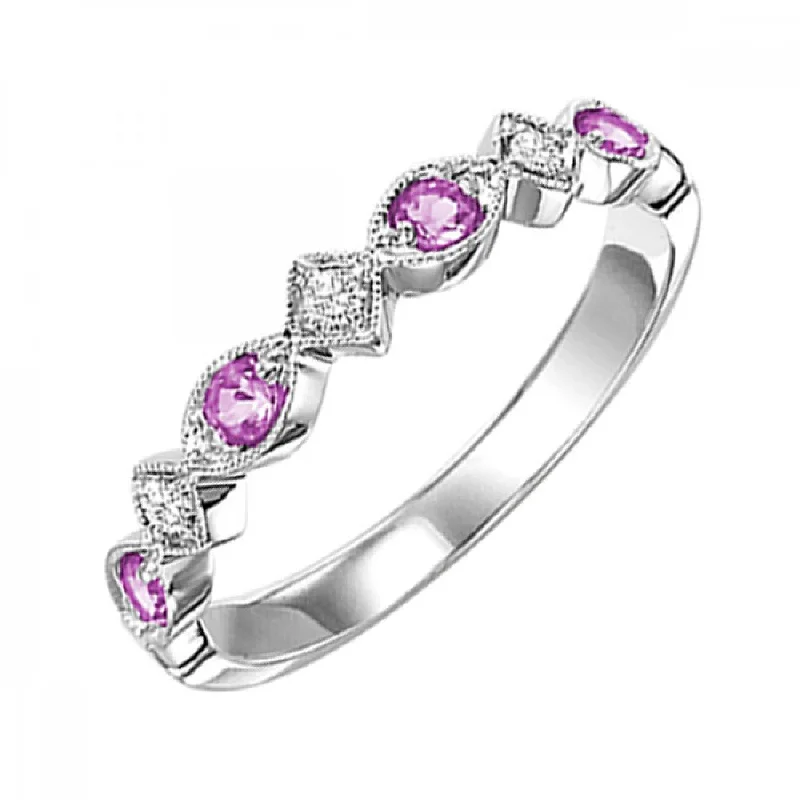 10KT White Gold Gemstone Stackable Rings-Alexandrite(synthetic)- June