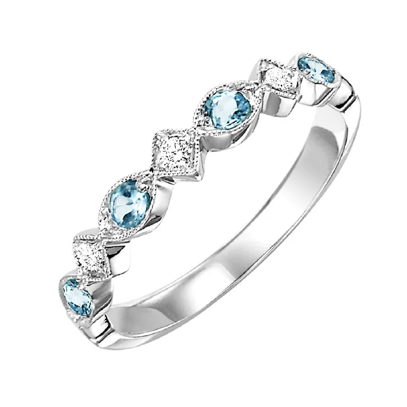 10KT White Gold Gemstone Stackable Rings-Blue Topaz- Decemeber