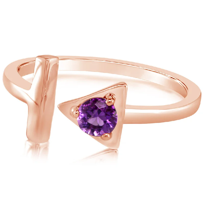 Royal emerald gemstone rings for green luxury -14K Rose Gold Amethyst Ring