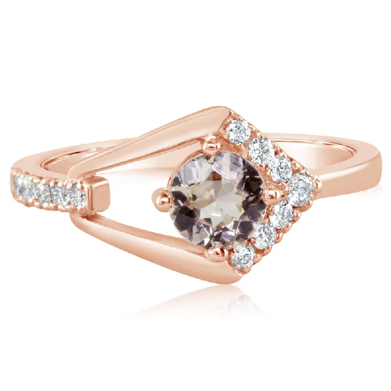 Lustrous pearl gemstone rings enhancing simple sophistication -14K Rose Gold Lotus Garnet/Diamond Ring