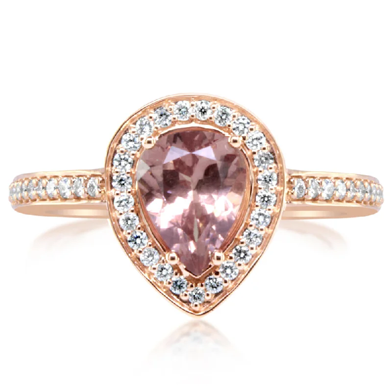 Lovely amethyst gemstone rings with playful purple -14K Rose Gold Lotus Garnet/Diamond Ring