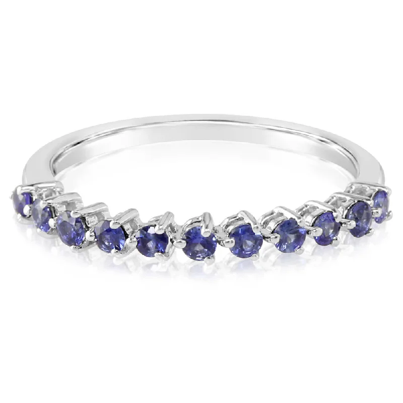 Opulent emerald gemstone rings for luxurious bold looks -14K White Gold Blue Sapphire Ring