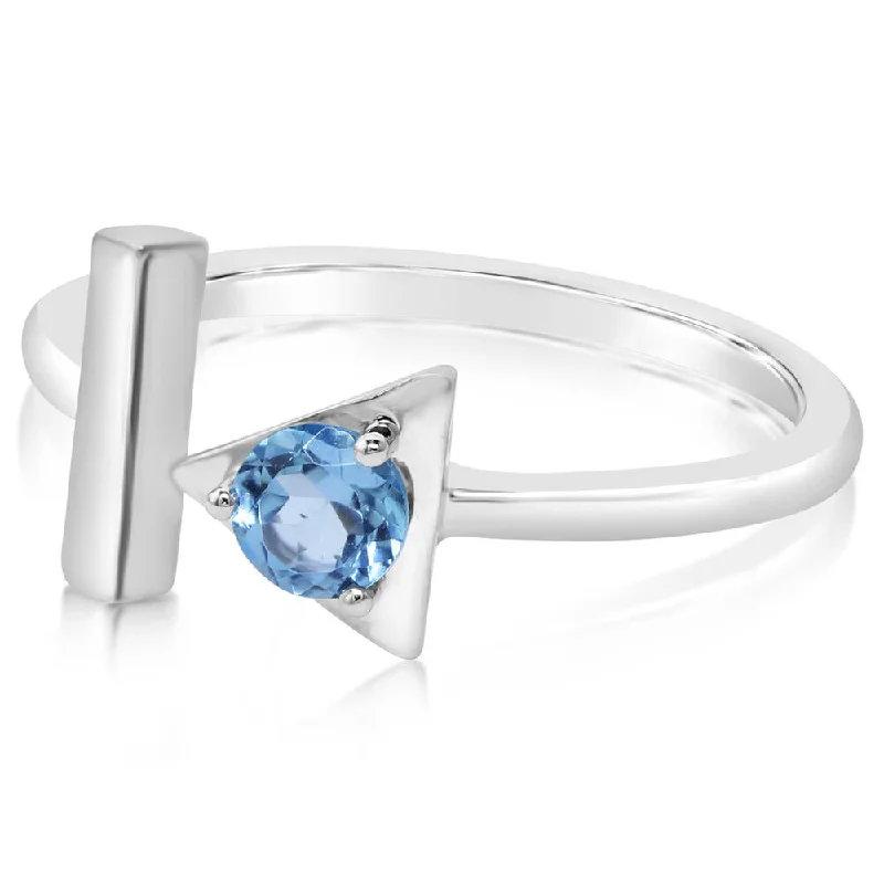 Breezy aquamarine gemstone rings with blue serenity -14K White Gold Blue Topaz Ring