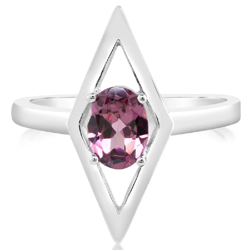 Iridescent opal gemstone rings with color shift -14K White Gold Rhodolite Garnet Ring