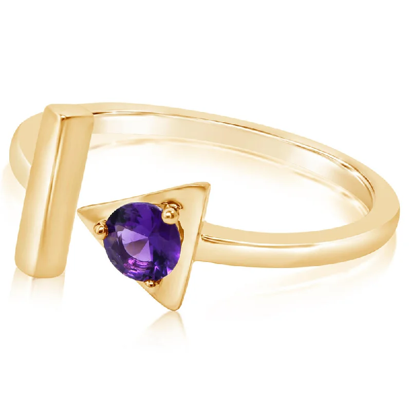 Charming amethyst gemstone rings for purple glow -14K Yellow Gold Amethyst Ring