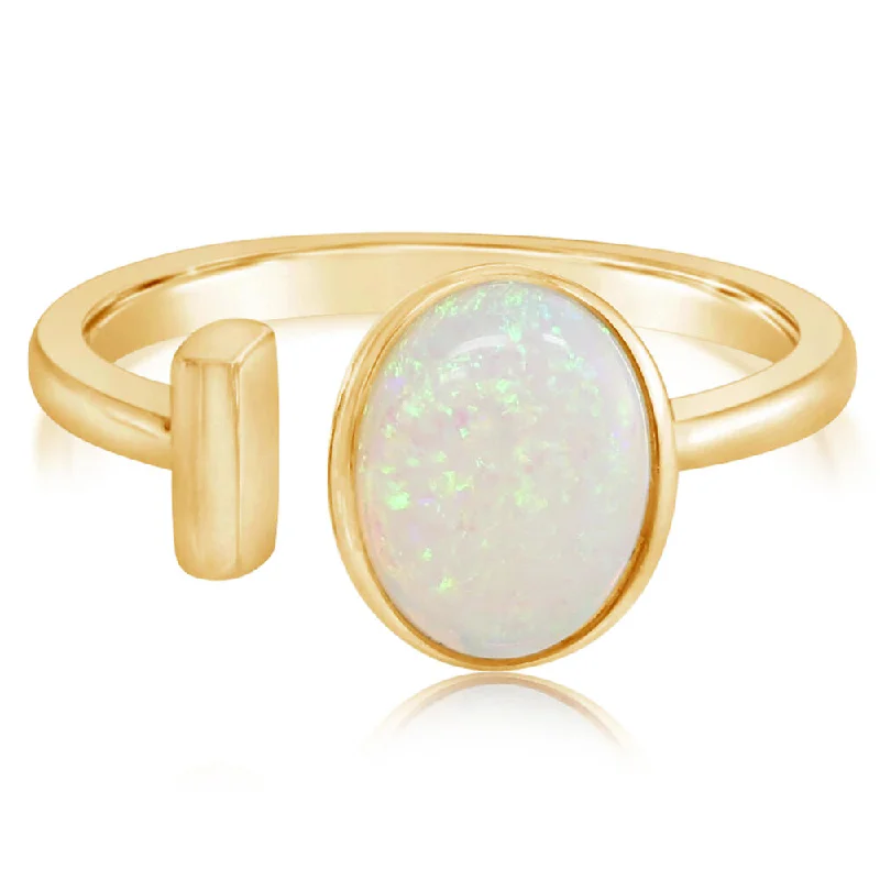 Mesmerizing opal gemstone rings showcasing iridescent beauty -14K Yellow Gold Australian Opal Ring