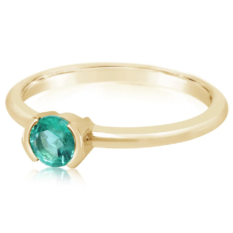 Ethereal moonstone gemstone rings with lunar glow -14K Yellow Gold Emerald Ring