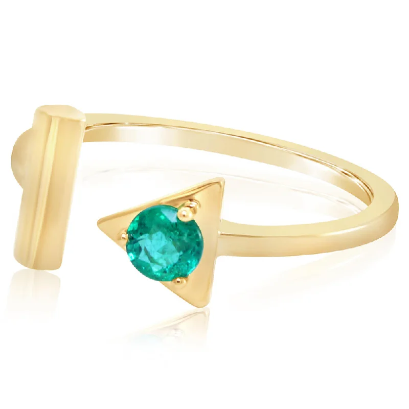 Peaceful sapphire gemstone rings with blue depth -14K Yellow Gold Emerald Ring