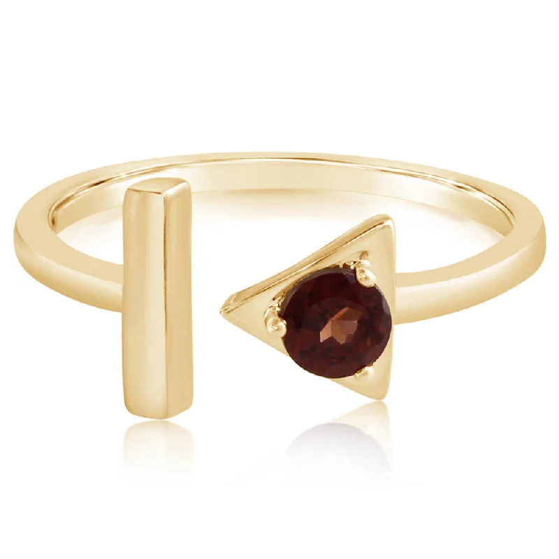 Radiant diamond gemstone rings for eternal bonds -14K Yellow Gold Garnet Ring