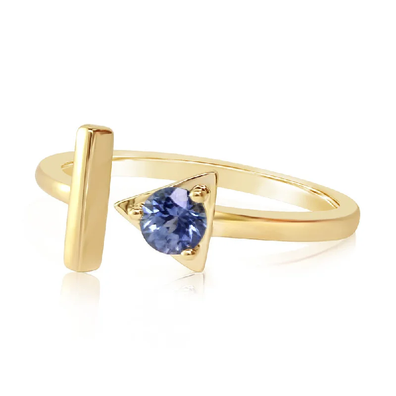 Lunar moonstone gemstone rings with dreamy shine -14K Yellow Gold Montana Sapphire Ring