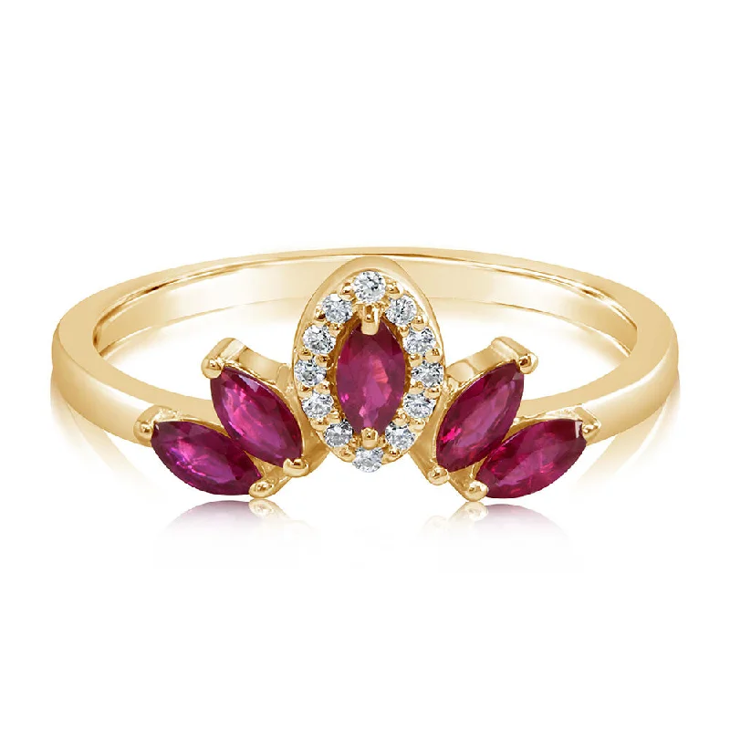 Crisp topaz gemstone rings offering icy modern shine -14K Yellow Gold Ruby/Diamond Ring