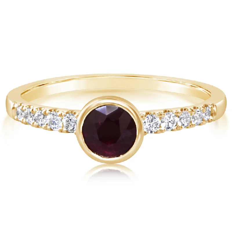 Tranquil aquamarine gemstone rings evoking gentle waves -14K Yellow Gold Ruby/Diamond Ring