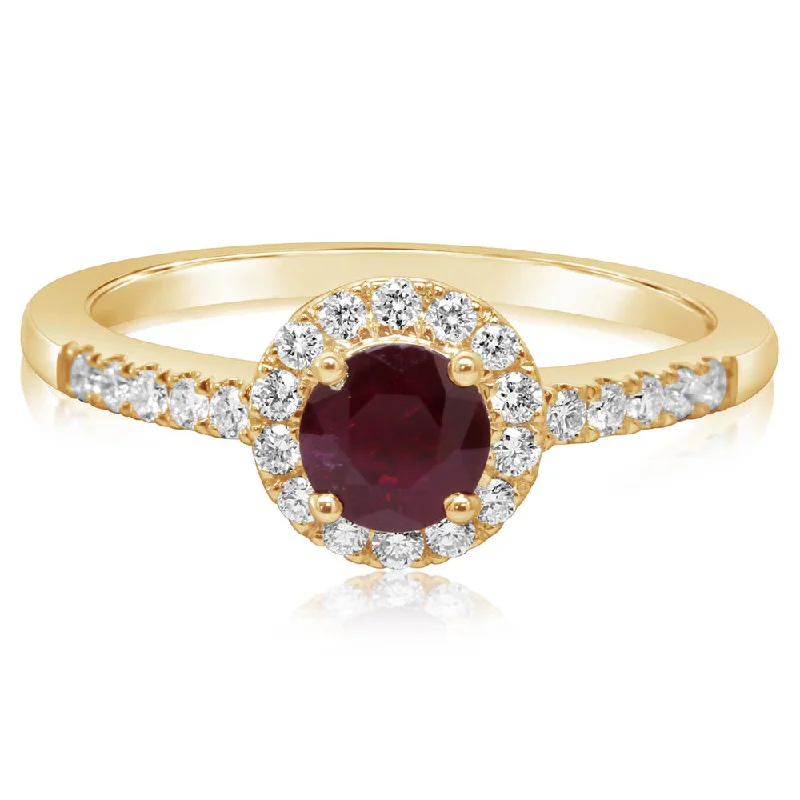 Handmade ruby gemstone rings with fiery red allure -14K Yellow Gold Ruby/Diamond Ring