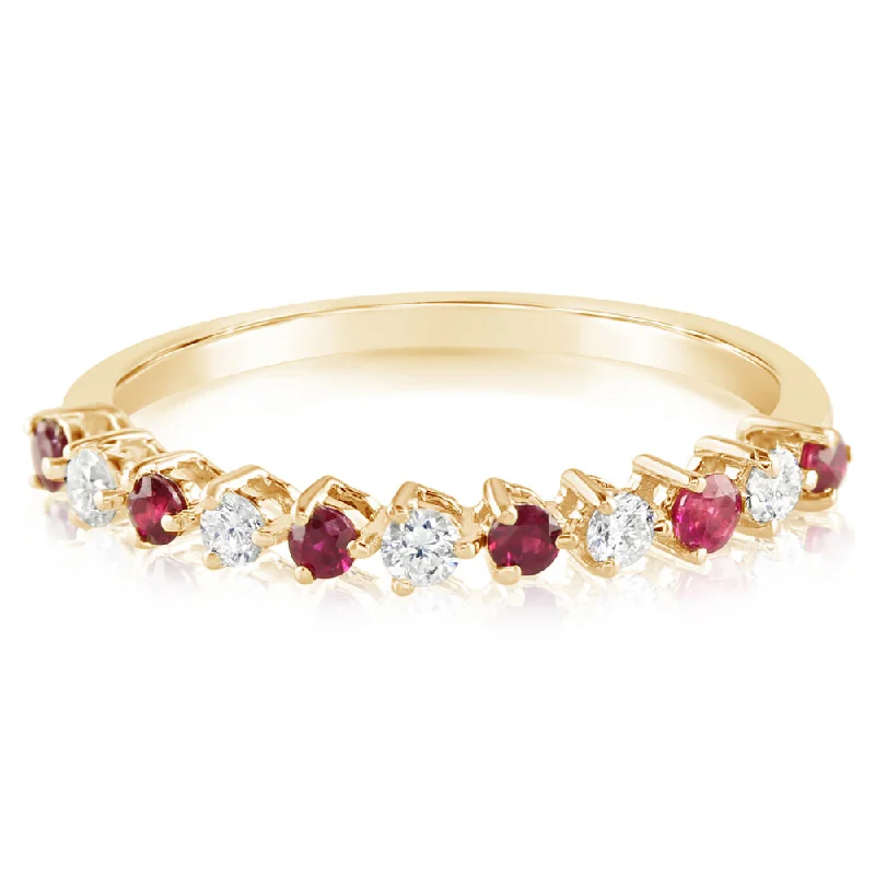 Refined pearl gemstone rings for polished elegant style -14K Yellow Gold Ruby Ring