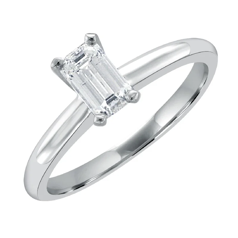 Charming amethyst gemstone rings for purple elegance -14KT WHITE GOLD 0.70CT EMERALD CUT DIAMOND SOLITAIRE RING