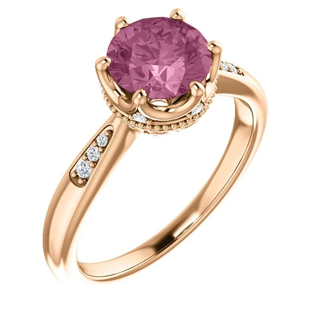 Serene sapphire gemstone rings blending calm blue beauty -14KT GOLD BABY PINK PASSION TOPAZ & .06 CTW DIAMOND ACCENT RING