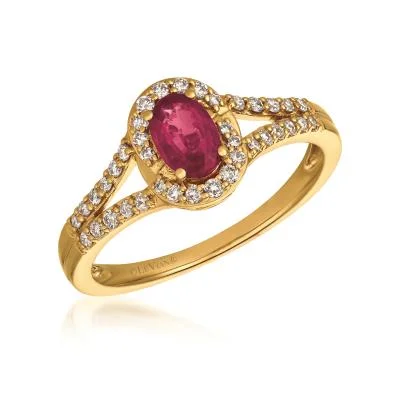 Captivating opal gemstone rings with dynamic color play -14KT Honey Gold Passion Ruby Le Vian Ring