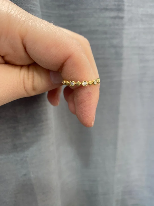 Mystical moonstone gemstone rings for ethereal pastel glow -14KT Yellow Gold Diamond Stackable Ring