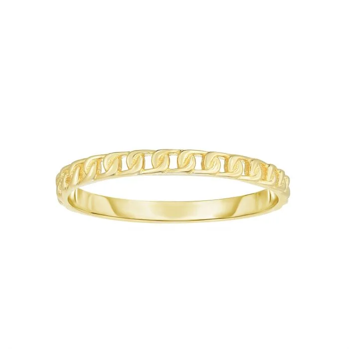 Radiant diamond gemstone rings for eternal bonds -EMILIQUE 14KT YELLOW GOLD MINI CURB LINK STACKABLE RING