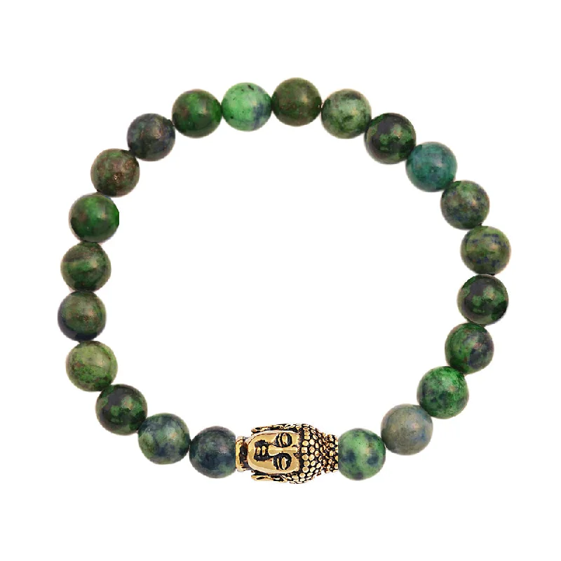 Fiery chalcedony bangles with translucent orange glow -18K Jade & Carved Buddha Bracelet