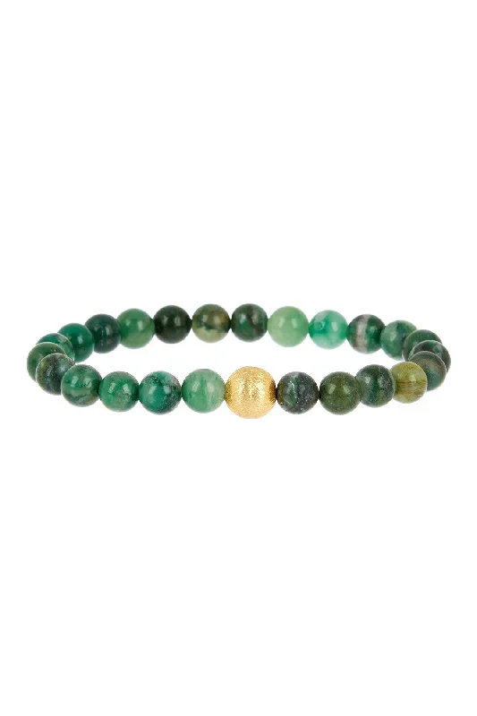 Sculpted gold bracelets with artistic bold designs -18K Matte Gold Multi Jade Bracelet