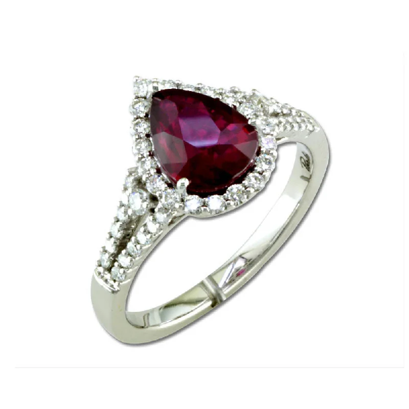 Warm garnet gemstone rings perfect for cozy evenings -18K White Gold Mozambique Ruby/Diamond Ring