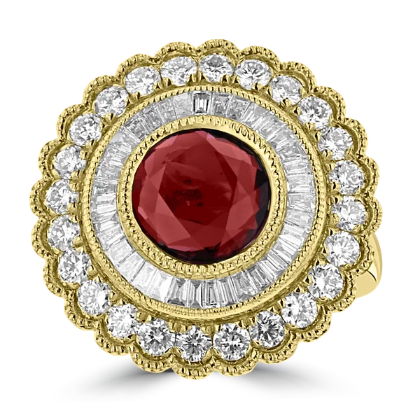 Pure pearl gemstone rings for timeless grace -18KT YELLOW GOLD 2.72CT RUBY & 1.50CT DIAMOND RING