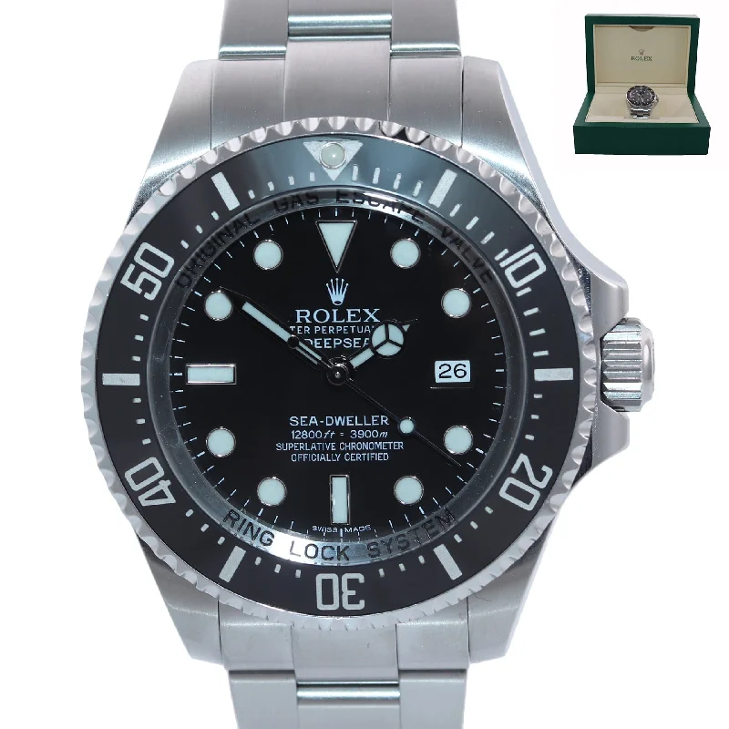 Men's watches with high-performance features like water resistance and scratch-resistant sapphire glass -2016 Rolex Sea-Dweller Deepsea 116660 Steel 44mm Black Divers Watch Box