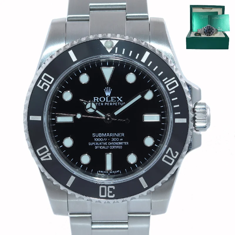 Vintage men's watches with metal bands and traditional designs for collectors and enthusiasts -2019 Rolex Submariner No-Date 114060 Steel Black Ceramic 40mm Watch Box