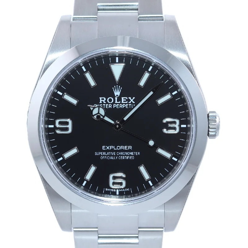 Innovative men's watches with smart technology like fitness tracking and mobile notifications -2020 Rolex 214270 Explorer Black BLUE LUME 3-6-9 Steel 39mm Watch Box