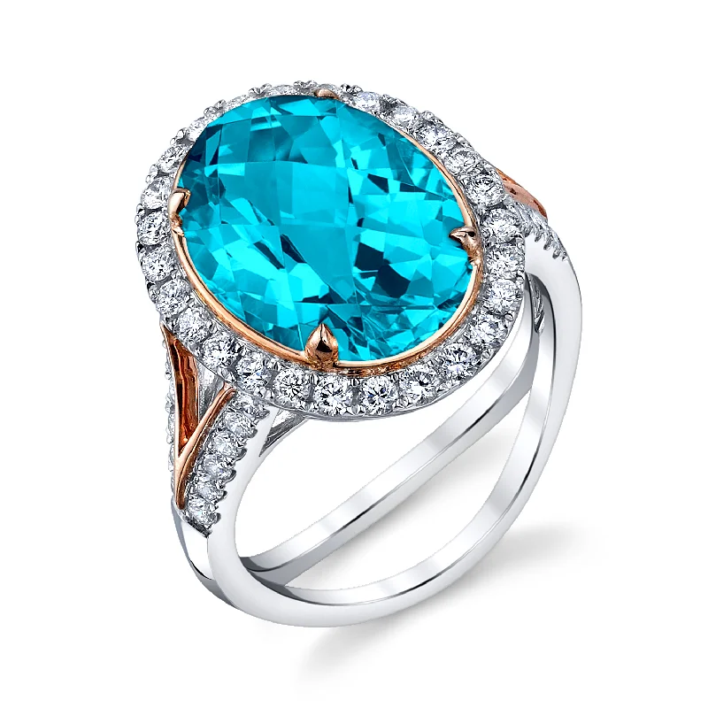 Warm citrine gemstone rings for golden glow -7 Carat London Blue Topaz & Diamond Ring