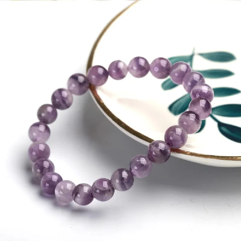 Classic trilogy bangles with three-stone elegance -Amethyst Bead Bracelet