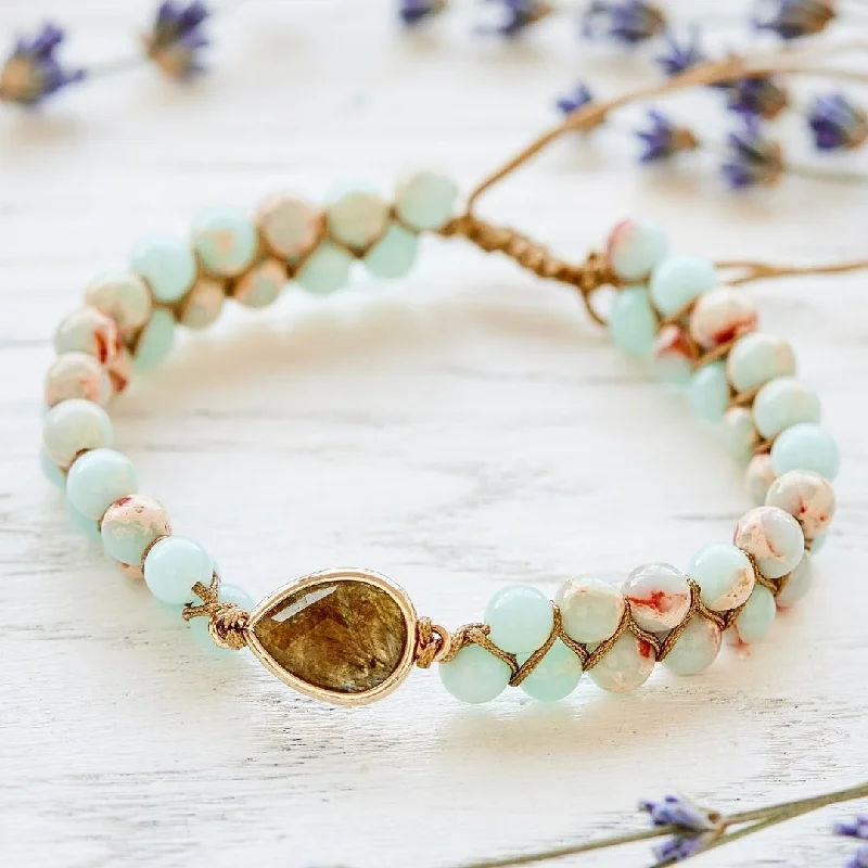 Colorful enamel bangles brightening casual daily outfits -Amethyst Raindrop Bracelet