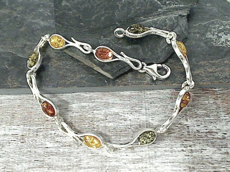 Luxe pave bangles glittering with tiny diamonds -7.5" Amber, Sterling Silver Bracelet