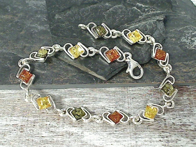 Radiant sapphire bracelets with deep blue sparkle -7.5" Amber, Sterling Silver Bracelet