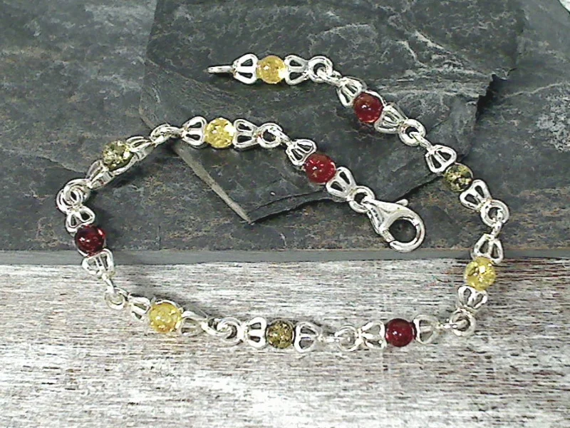 Warm citrine bangles radiating sunny golden hues -7.5" Amber, Sterling Silver Bracelet