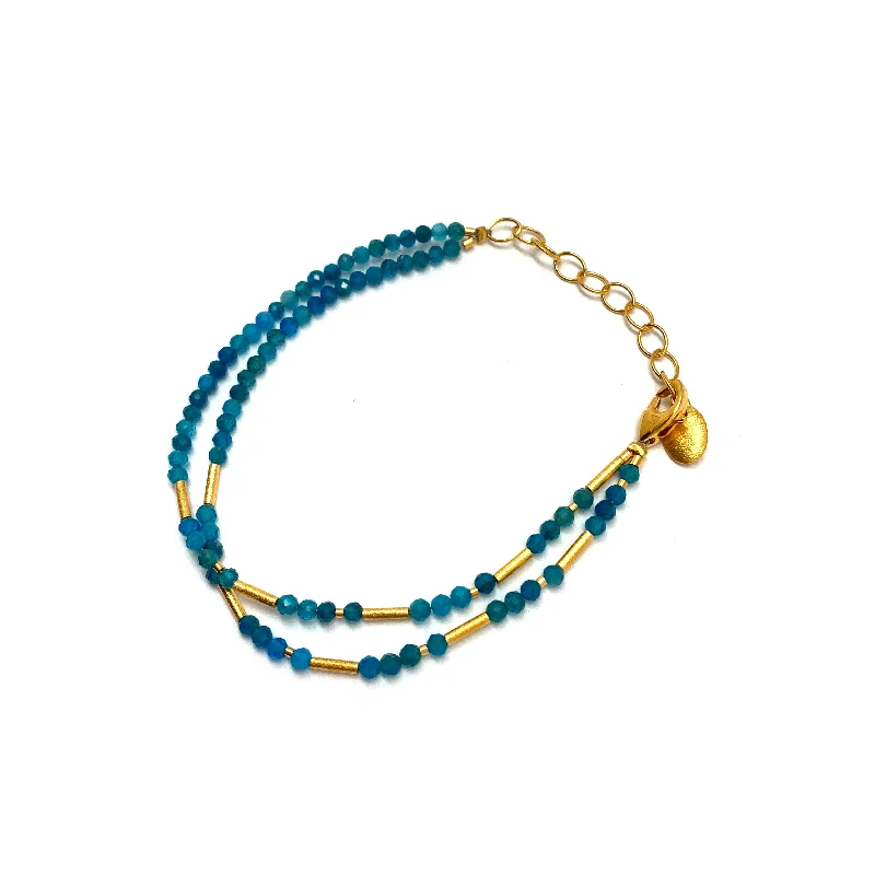 Minimalist chain bracelets for modern subtle elegance -Apatite and Gold Bracelet