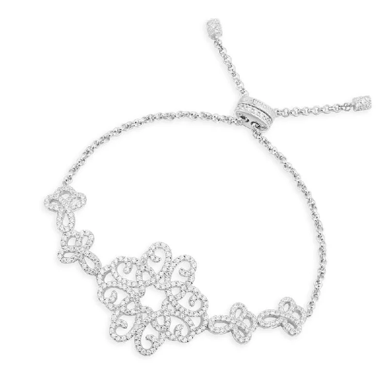 Playful tassel bracelets adding movement and flair -Arabesque Adjustable Bracelet - White Silver