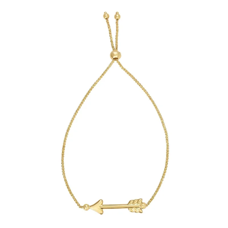 Minimalist chain bracelets for modern subtle elegance -Arrow Bolo Bracelet in 14kt Yellow Gold