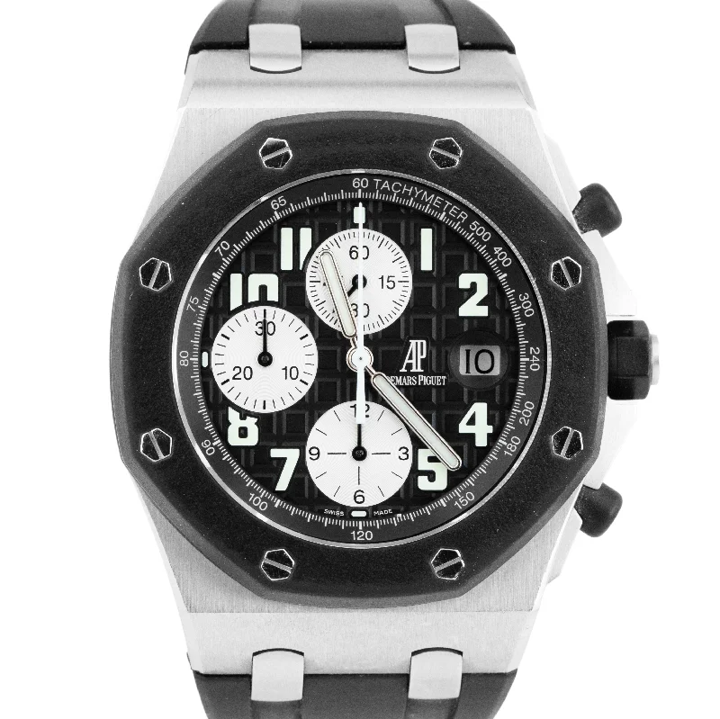 Sporty men's watches with bold designs and durable materials for athletic and adventurous activities -Audemars Piguet Royal Oak Offshore 42mm Silver Rubberclad Black 25940SK Watch