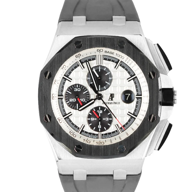 Men's watches with sophisticated complications like chronographs, date displays, and moonphases -Audemars Piguet Royal Oak Offshore Silver Tapisserie Dial 44mm 26400S0 Watch