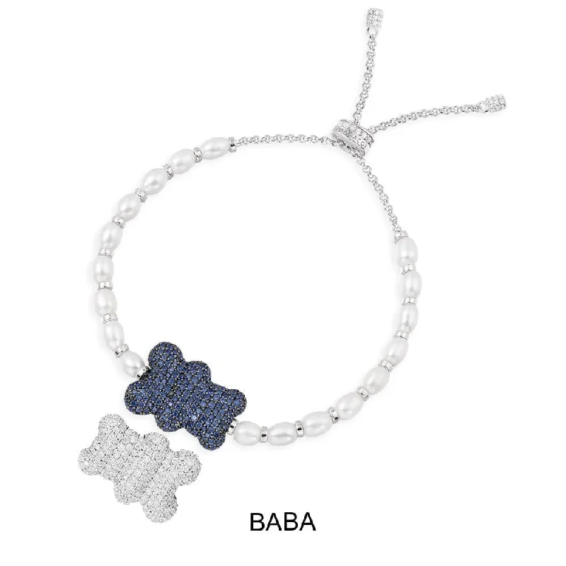 Classic link bracelets pairing with formal attire -Baba Yummy Bear Adjustable Pearl Bracelet