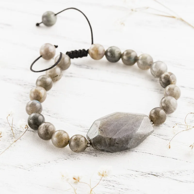 Luxurious leather bracelets perfect for edgy wrist style -Balance And Intuition Labradorite Bracelet