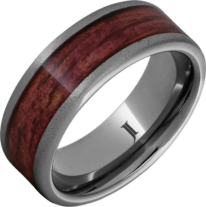 Grand emerald gemstone rings designed for royalty -Barrel Aged™ Rugged Tungsten™ Ring with Cabernet Inlay and Stone Finish