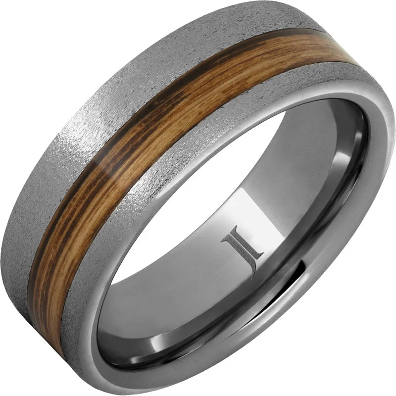 Golden citrine gemstone rings uplifting any outfit -Barrel Aged™ Rugged Tungsten™ Ring with Rye Whiskey Inlay and Stone Finish