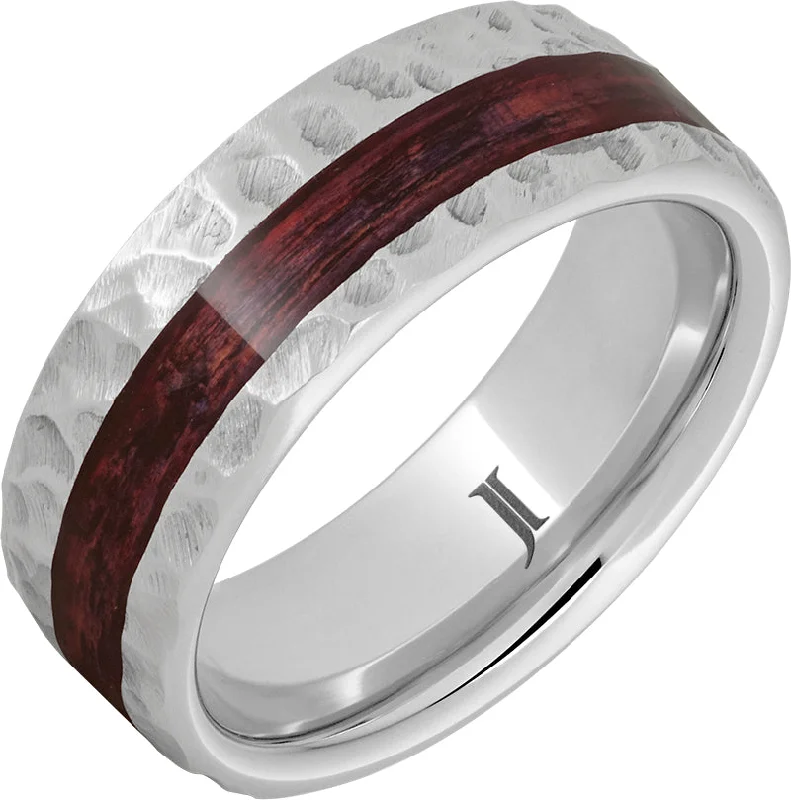 Golden citrine gemstone rings uplifting any outfit -Barrel Aged™ Serinium® Ring with Cabernet Wood Inlay and Moon Crater Carving