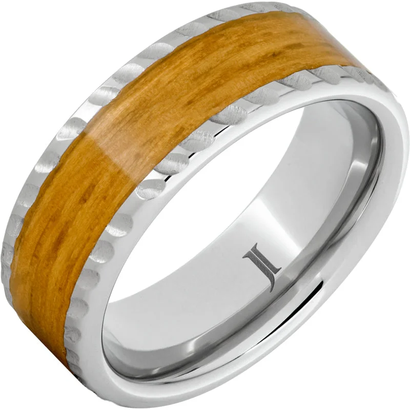 Sparkling diamond gemstone rings marking eternal love -Barrel Aged™ Serinium® Ring with Cognac Barrel Wood Inlay